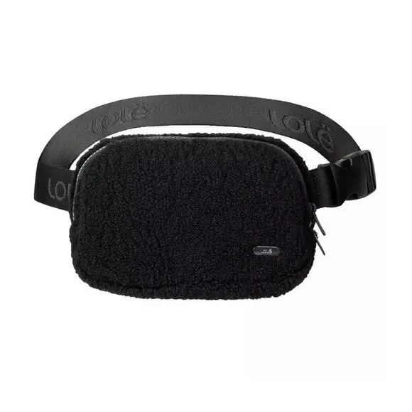 Lole Fleece Belt Bag Black Sherpa Waist Pack Unisex Crossbody Travel Handbag OS - Picture 11 of 11